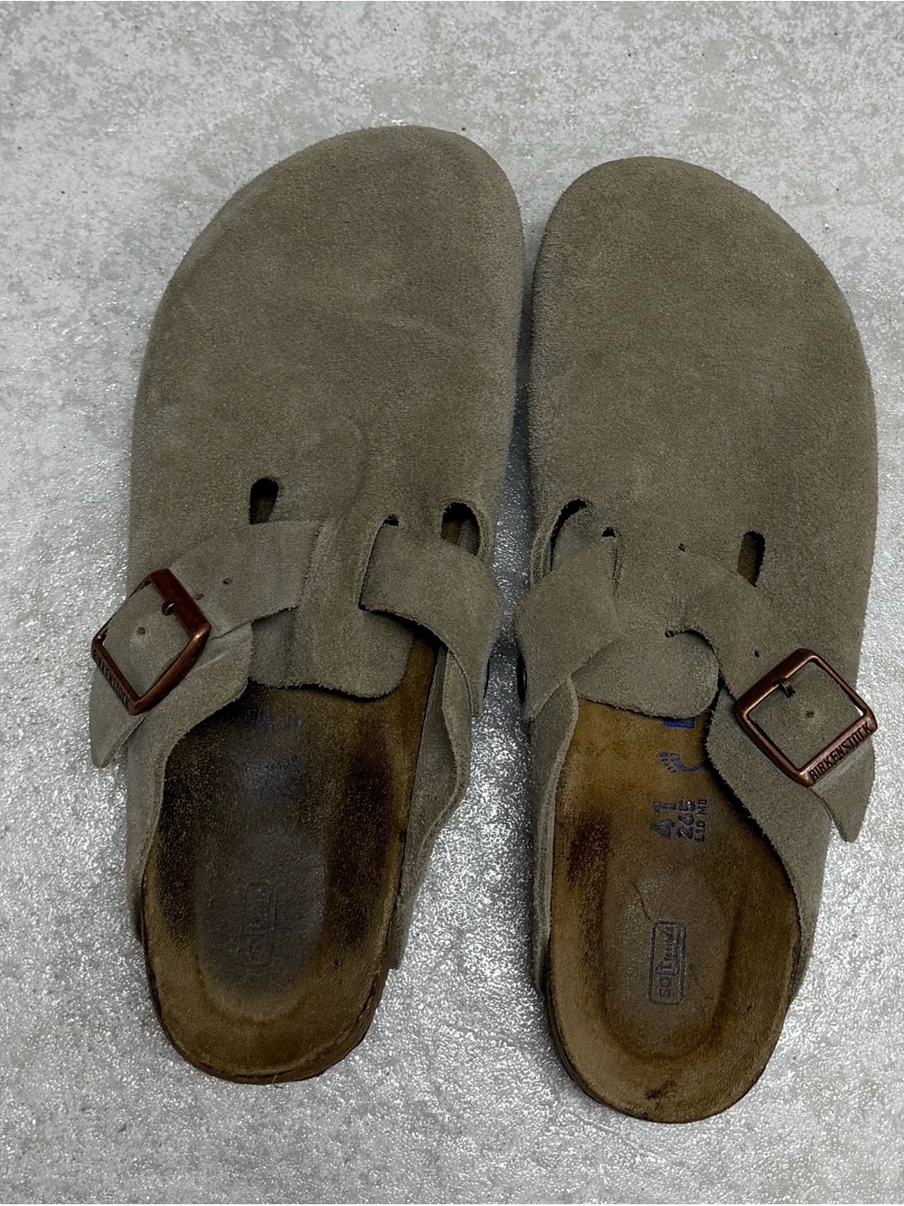 Birkenstock Boston Taupe Suede Leather Clogs